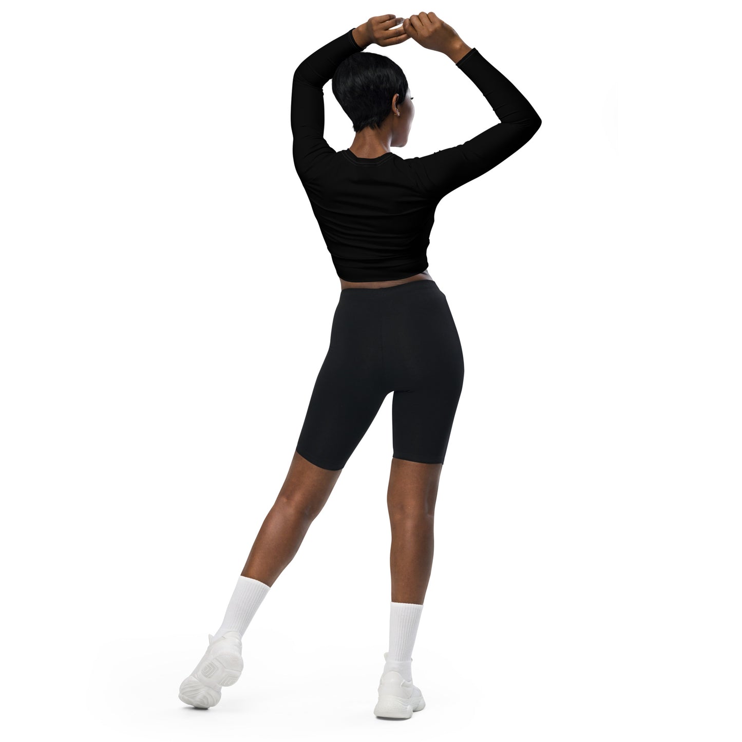 Long-sleeve Athletic Crop Top (Black)