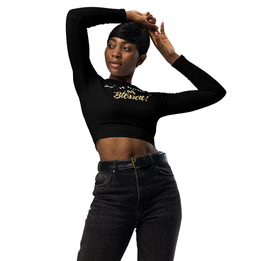 Long-sleeve Athletic Crop Top (Black)