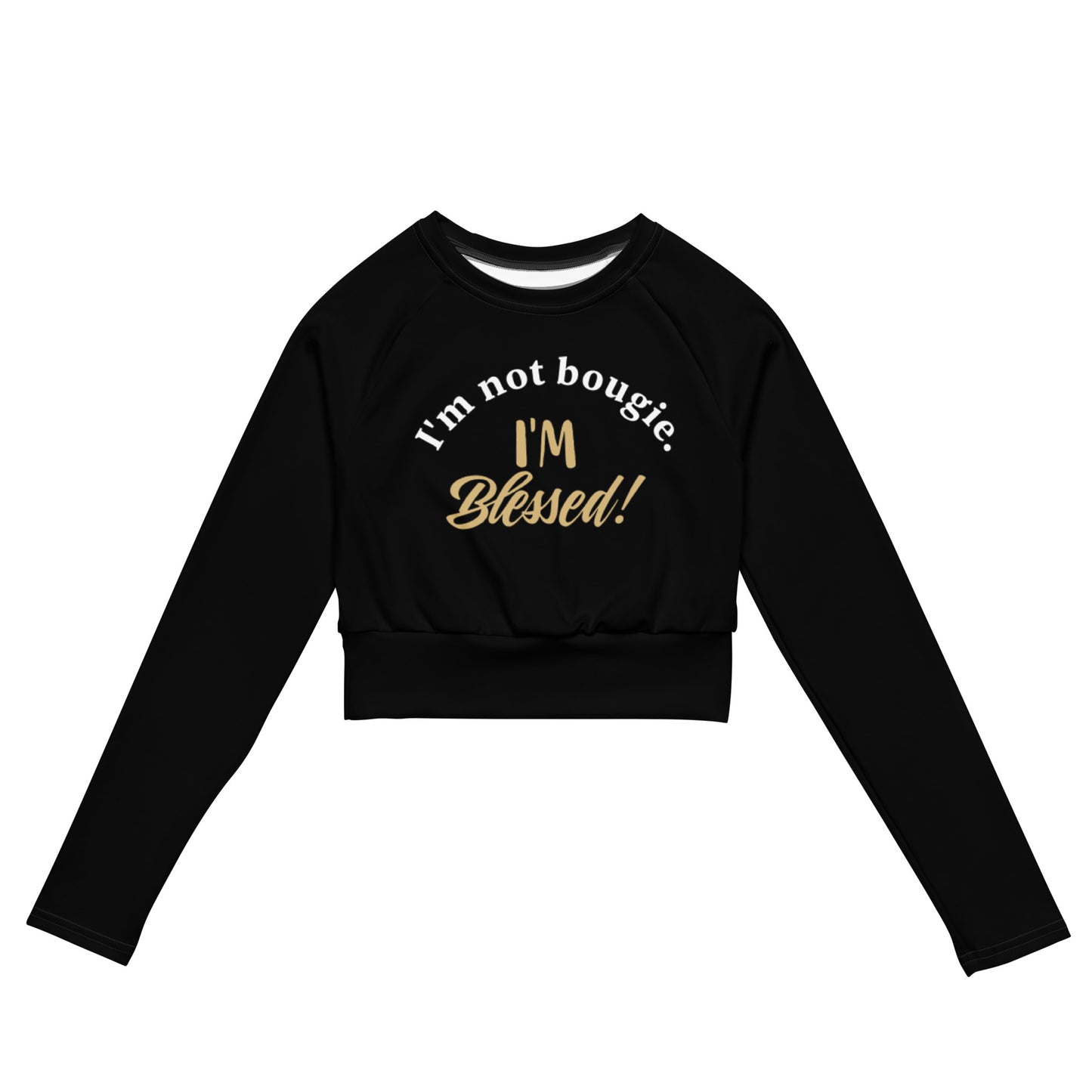 Long-sleeve Athletic Crop Top (Black)