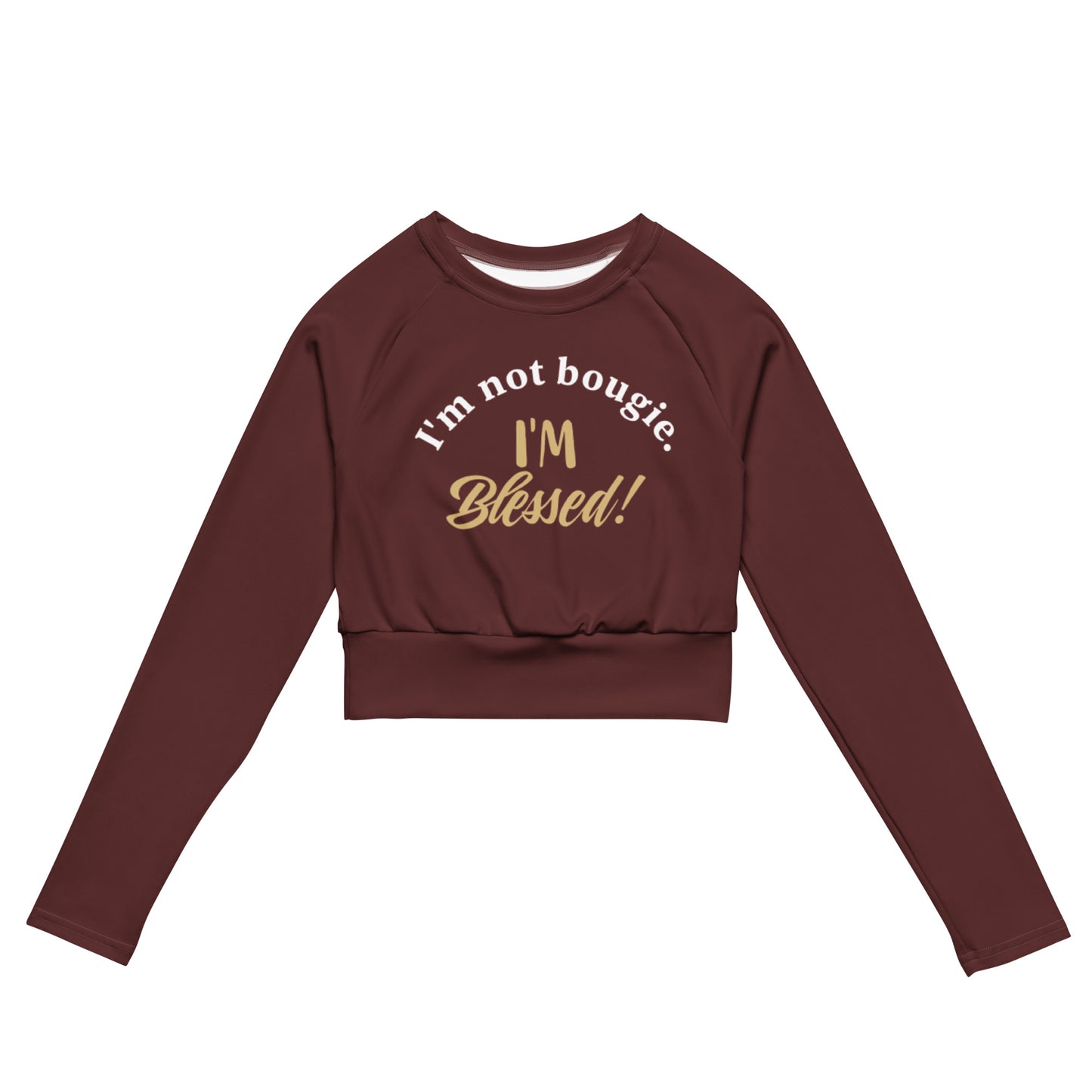 Long-sleeve Athletic Crop Top (Burgundy)