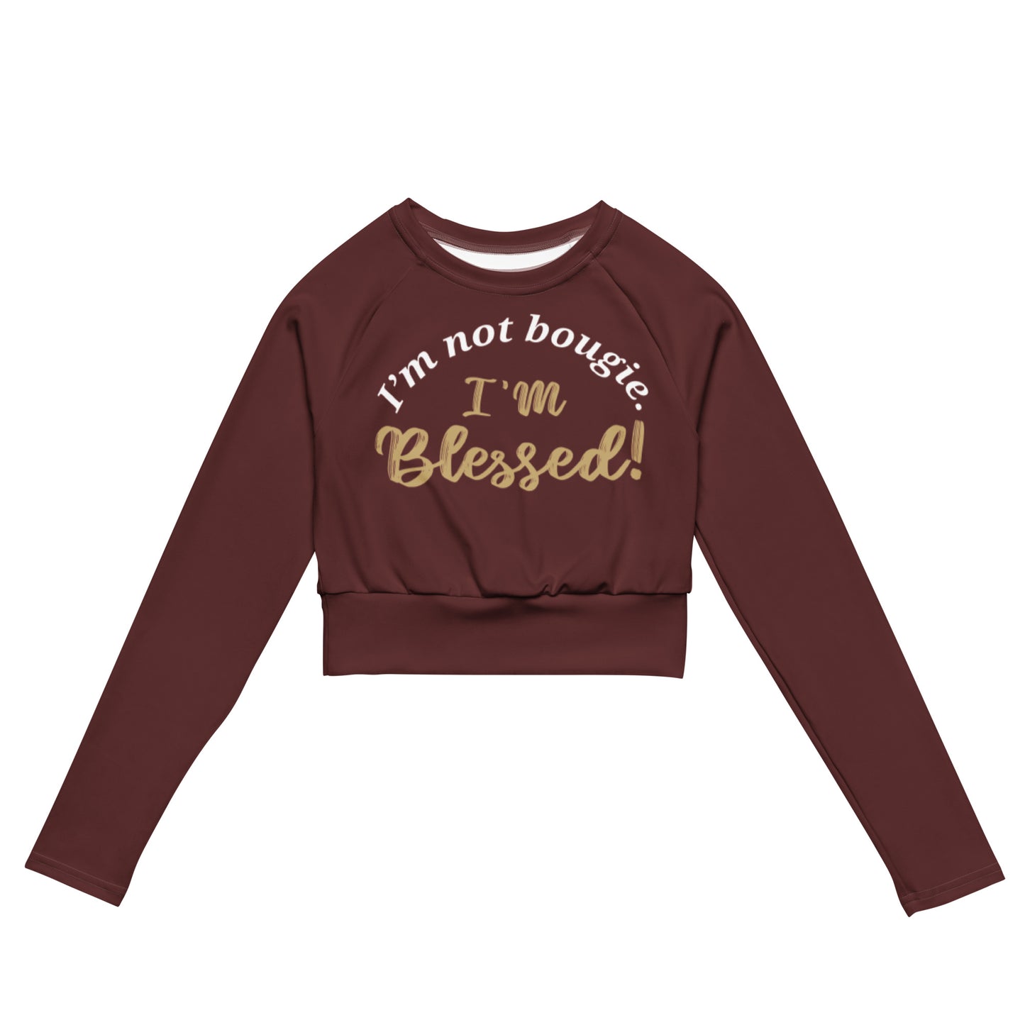 Long-sleeve Athletic Crop Top (Burgundy)