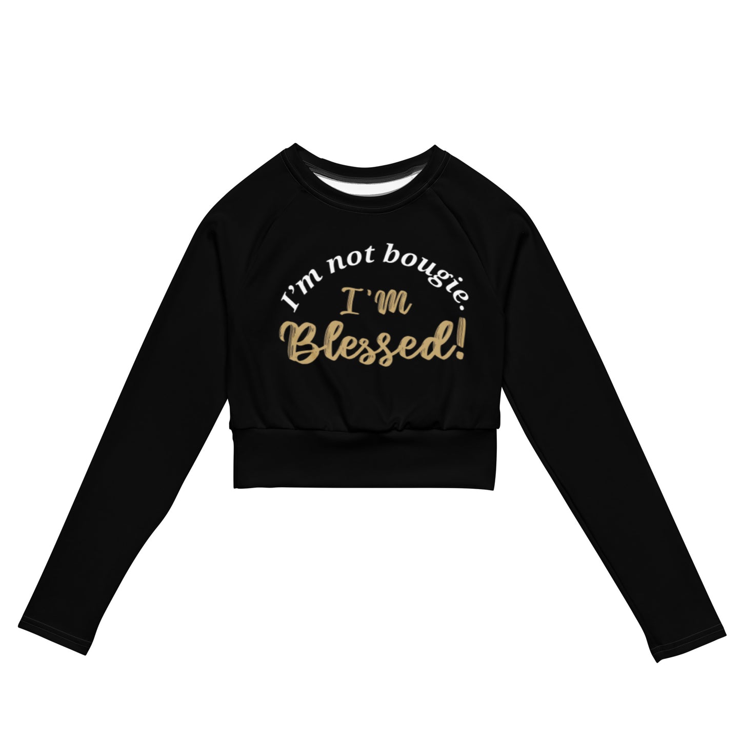 Long-sleeve Athletic Crop Top (Black)