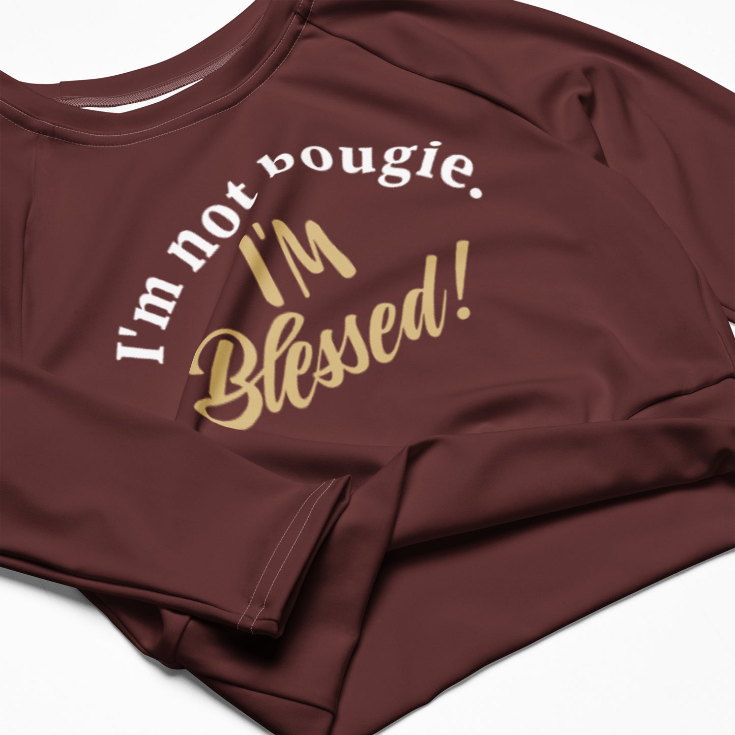 Long-sleeve Athletic Crop Top (Burgundy)