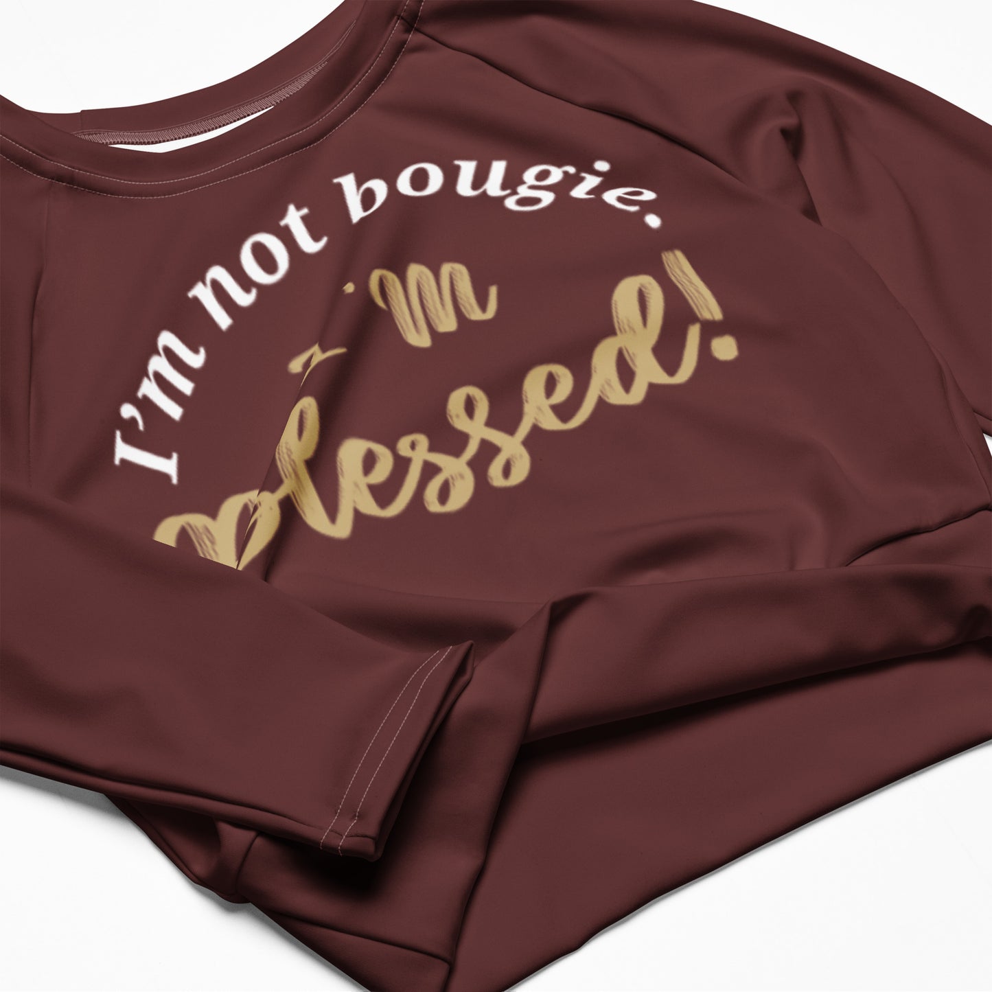 Long-sleeve Athletic Crop Top (Burgundy)