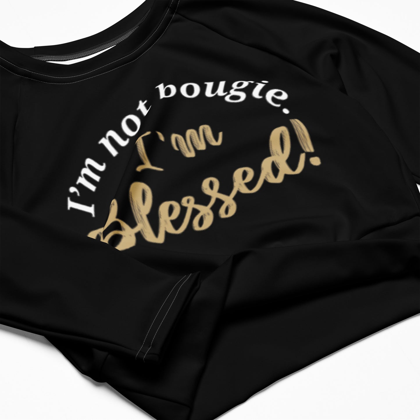 Long-sleeve Athletic Crop Top (Black)